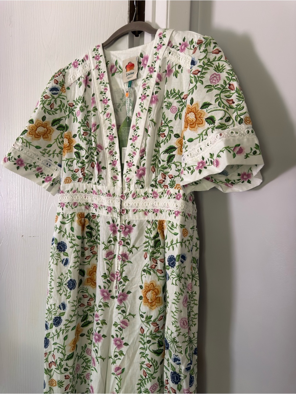 FARM Rio White Floral Embroidered Wide‑Leg Jumpsuit - Picture 5 of 8